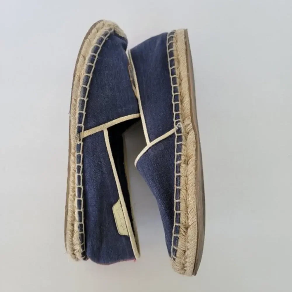Lilly Pulitzer Lia Espadrilles Seahorse Flat Shoes Womens Size 9 Blue Canvas